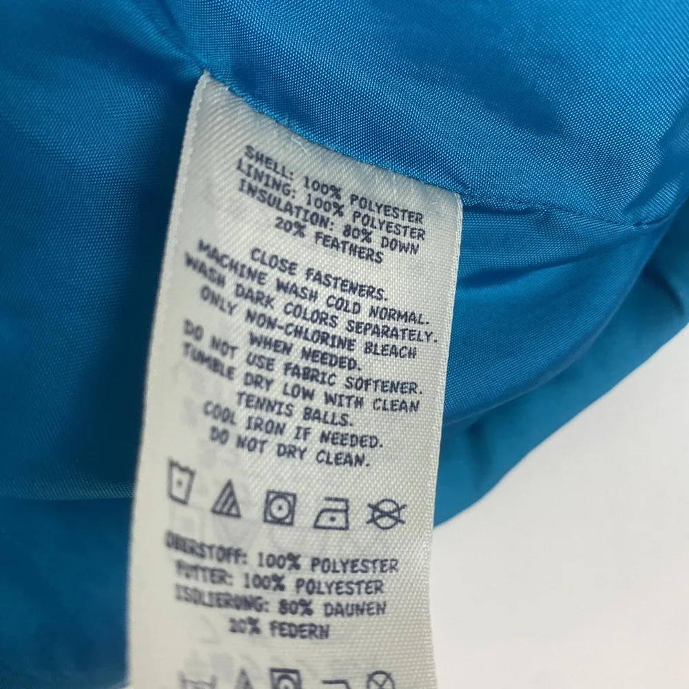Lands End Down Puffer Vest Girls 14 Light Blue Winter Zip Jacket Read